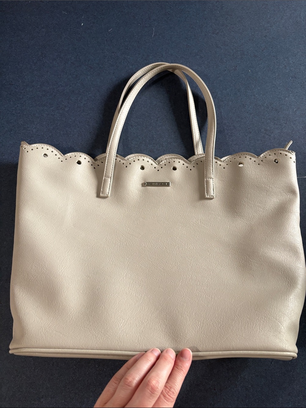 Rampage Cream Scalloped Edge Tote